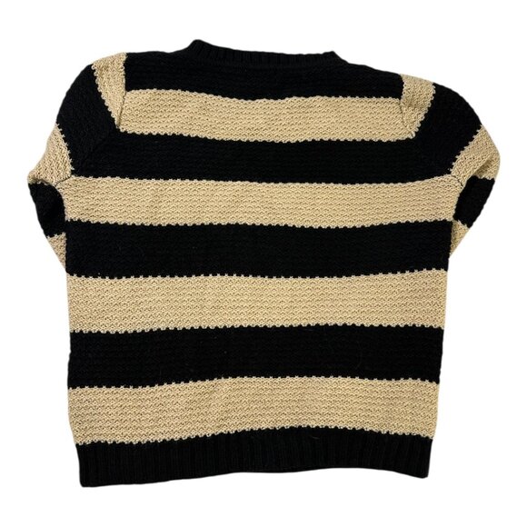 Active Designed in Los Angeles | Women’s Black Tan Striped Knit Sweater | Size L - Picture 2 of 3